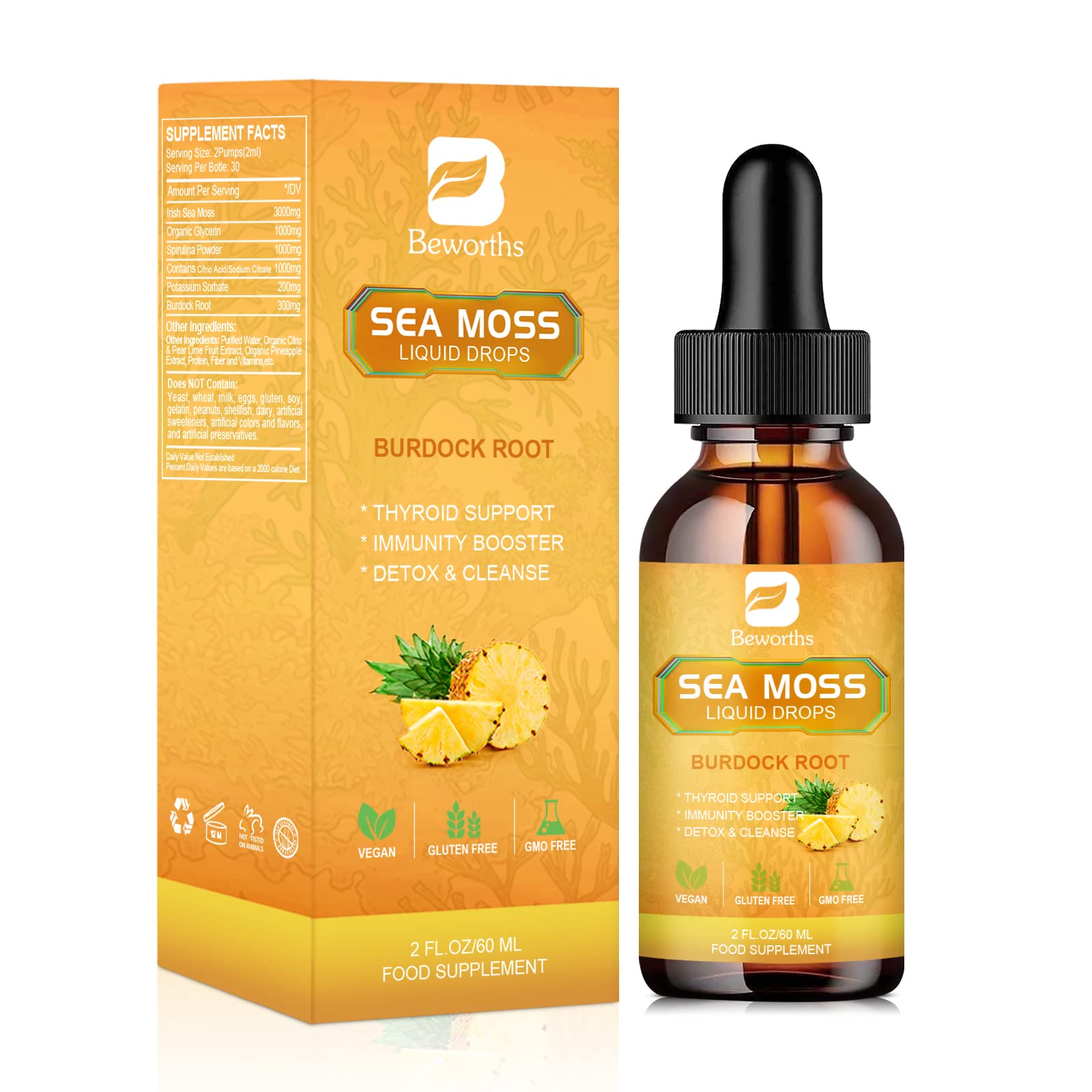 B BEWORTHS Sea Moss Liquid Drops - Organic Irish Sea Moss Gel with Burdock Root B BEWORTHS buy supplements canada
