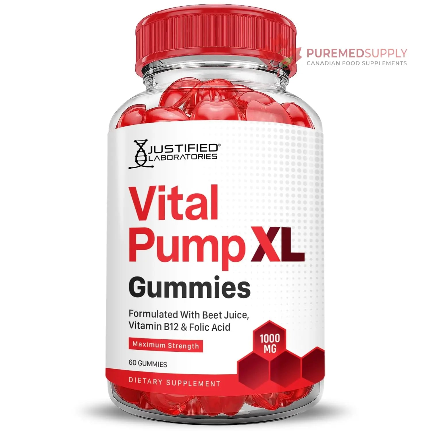 Justified Laboratories (5 Pack) Vital Pump XL Performance Gummies 1000MG Advanced Formula Vital PumpXL Formulated with Beet Juice ACV Pomegranate Beet Powder B12 Vegan Non GMO 300 Gummys Justified Laboratories buy supplements canada