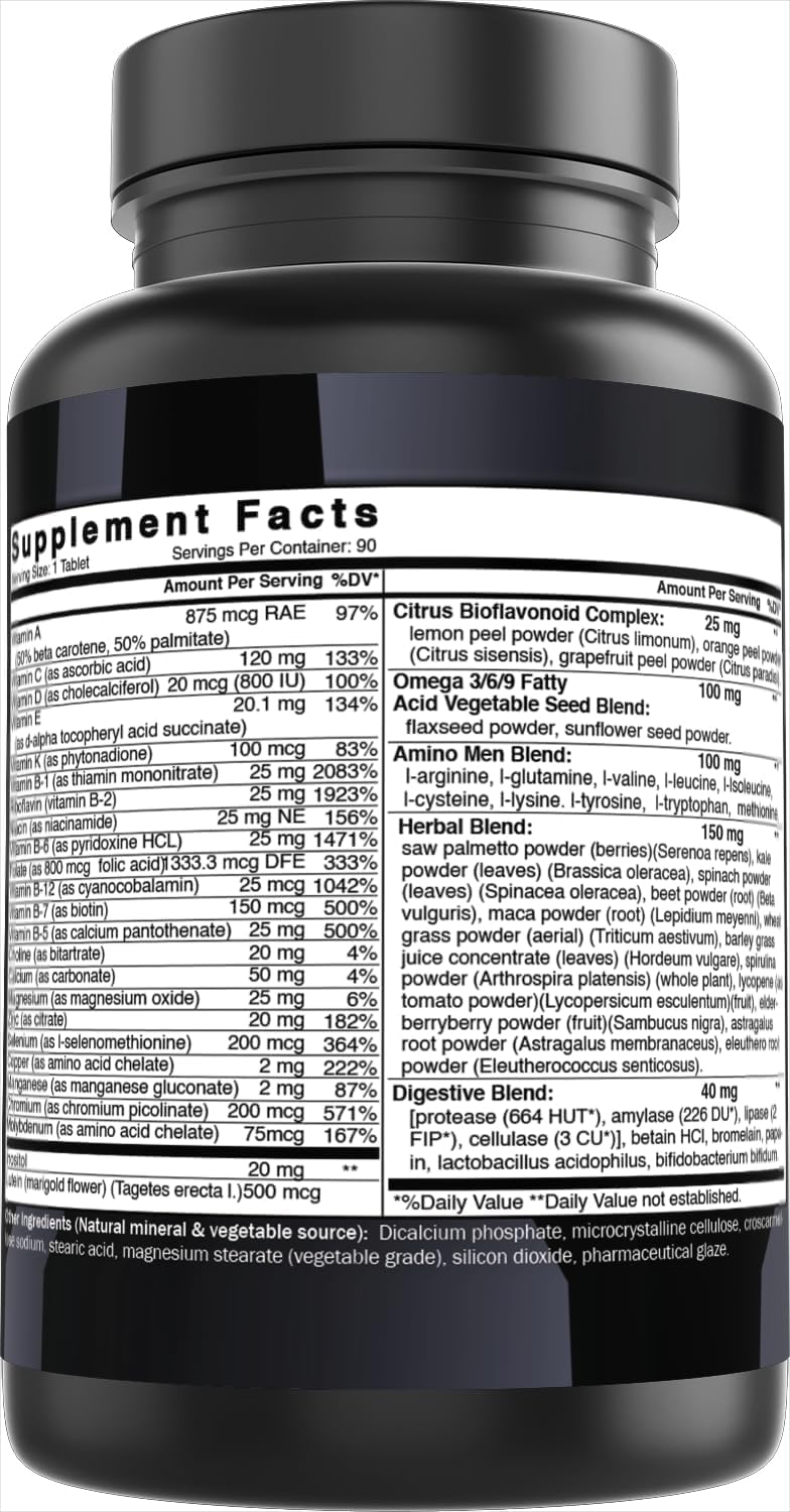 Best Naturals Day-to-Day Men's Multivitamin Food Based Supplement with Vitamin A, L-Arginine, L-Glutamine, L-Lysine- 90 Tablets Best Naturals buy supplements canada