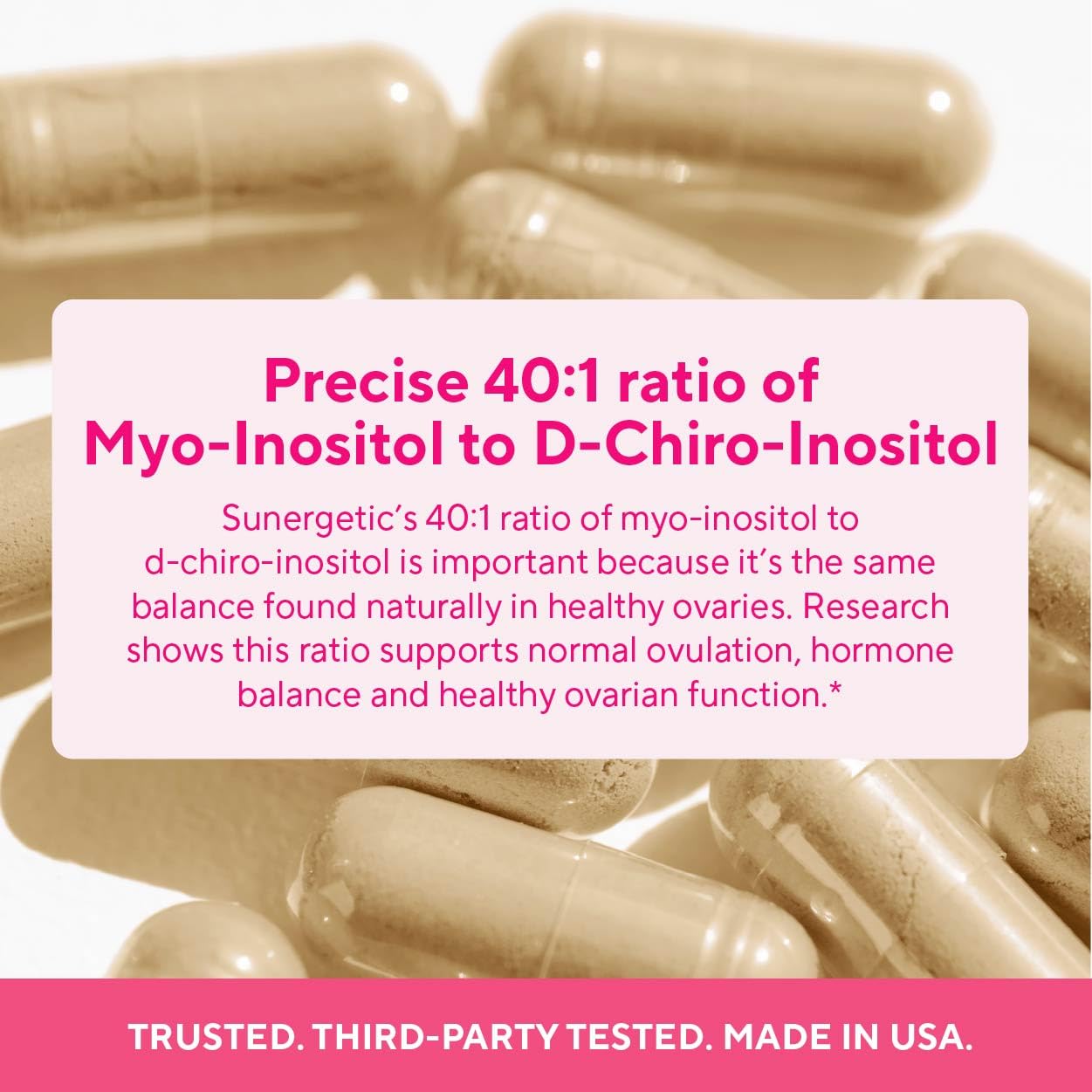 Premium Ovarian Health Support Supplement – Hormone Balance, Ovulation & Cycle Regularity - Myo-Inositol & D-Chiro Inositol Supplement for Women – 40:1 Inositol Ratio With Folate & DIM – 90 Capsules Sunergetic buy supplements canada