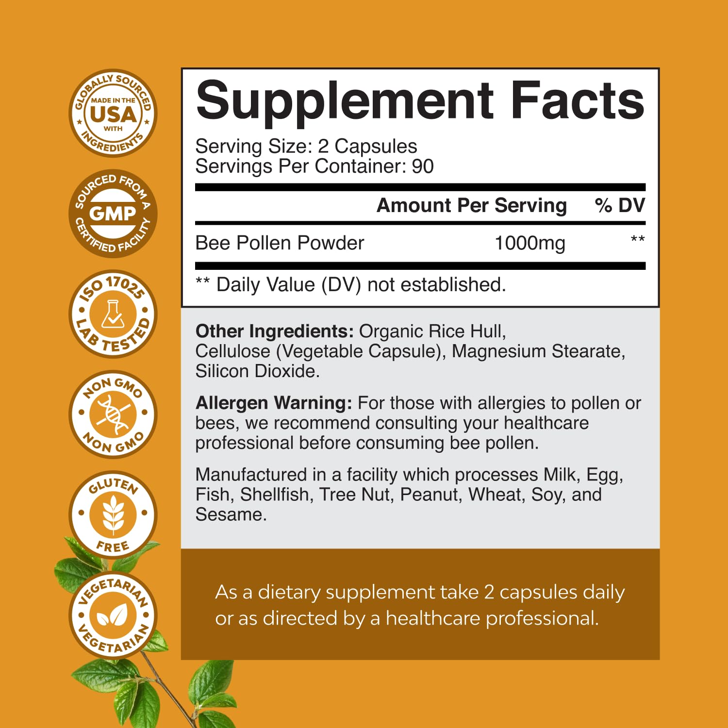 Bee Pollen Pills for Breast Growth 180 Ct - Bee Pollen Supplement 1000mg Serving with Naturally Occurring B Vitamins Minerals & Enzymes - Breast Support Supplement - Vegetarian Non-GMO & Gluten Free Natures Craft buy supplements canada