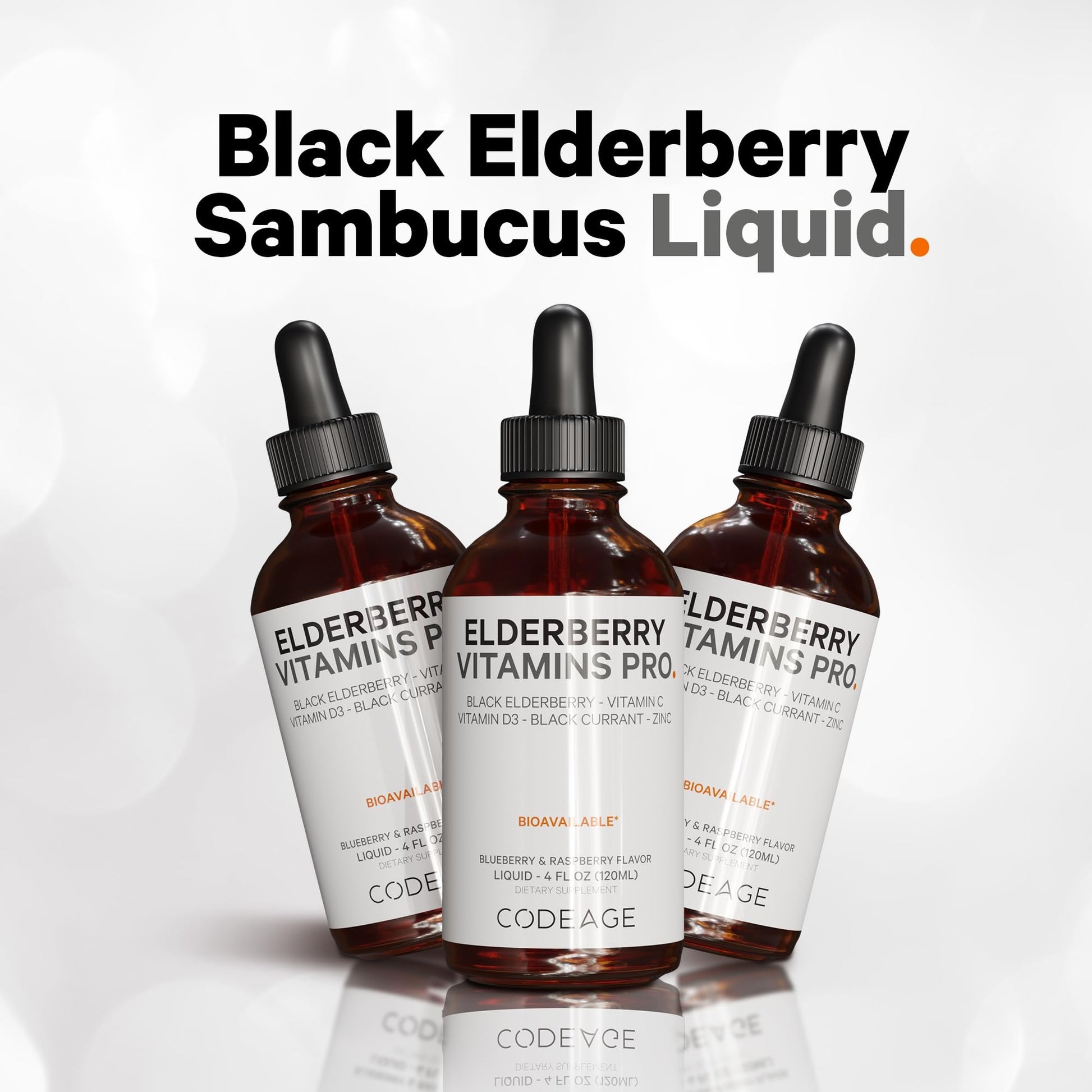 Codeage Elderberry Vitamins Pro - Organic Black Elderberry Liquid Drops - Vitamin C, D3, Zinc, Black Currant - 2-Month Supply - Black Sambucus Liquid - Supplement for Adults & Kids - 4 fl oz Codeage buy supplements canada
