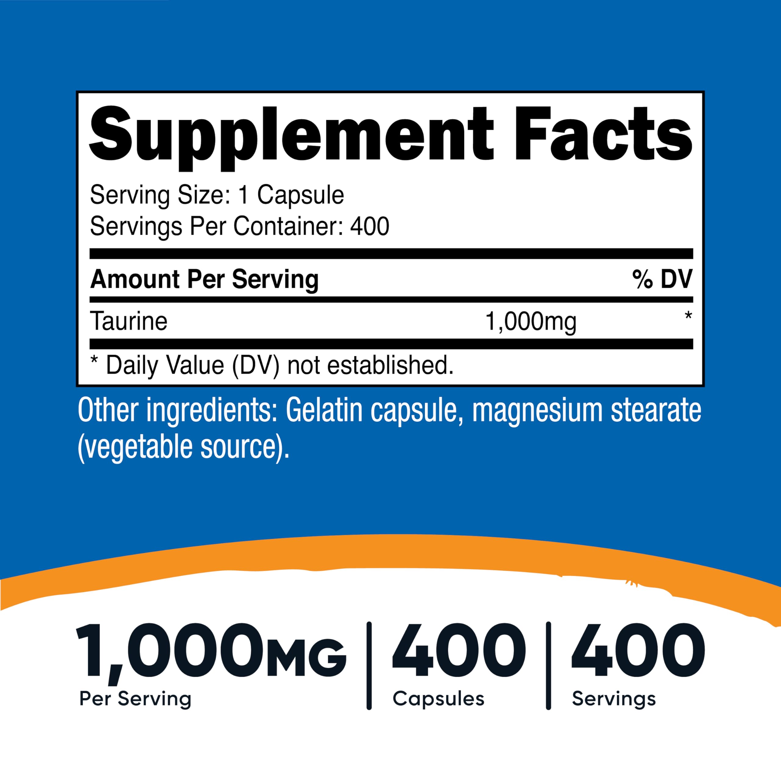 Nutricost Taurine 1000mg, 400 Capsules Nutricost buy supplements canada