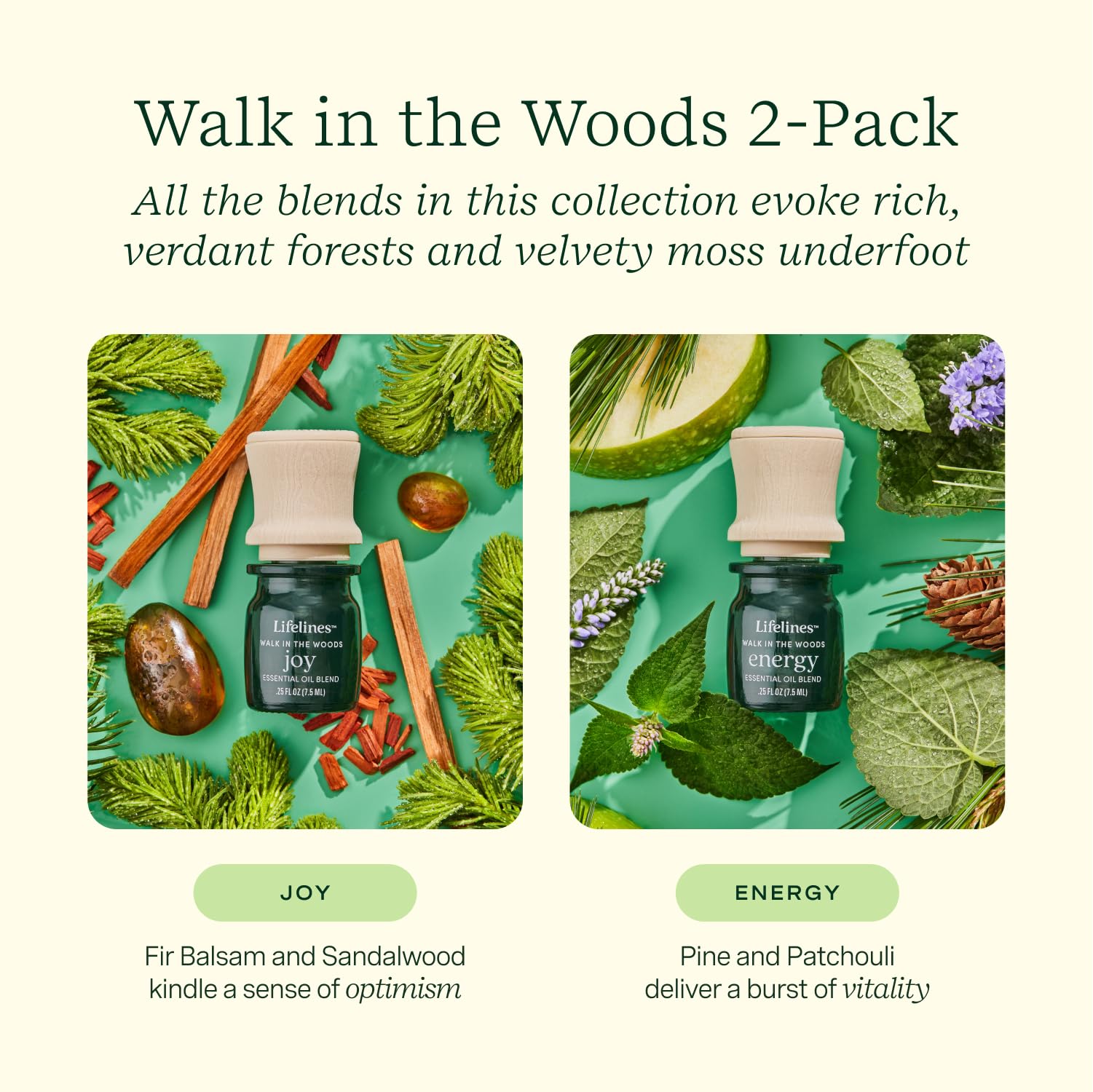 Lifelines Essential Oil Blend 2-Pack, Walk in The Woods: Energy & Joy Oils for Essential Oil Diffuser Lifelines buy supplements canada