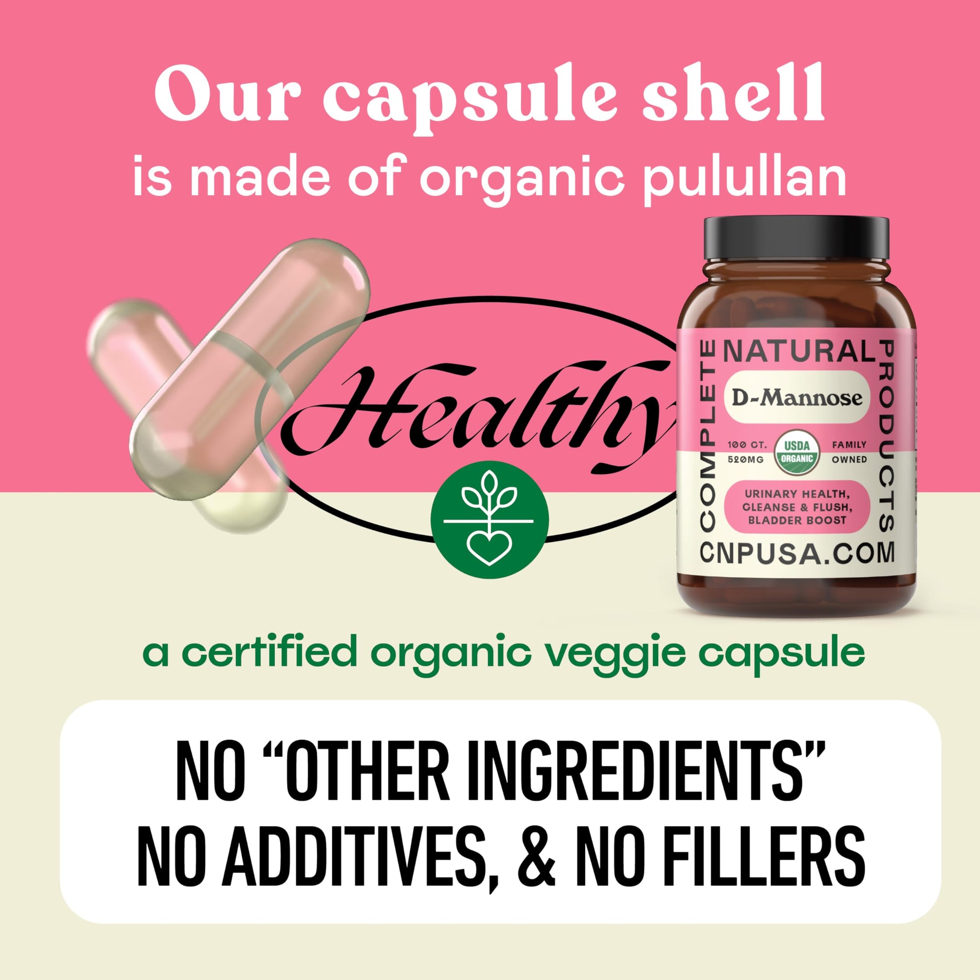 D Mannose 520mg Capsules - Organic D Mannose Supplement for UTI Support, Urinary Tract Bladder Health Pills, Plant Based Formula, Vegan Non GMO, No Fillers, 100 Capsule Count Made USA Certified Kosher Complete Natural Products buy supplements canada