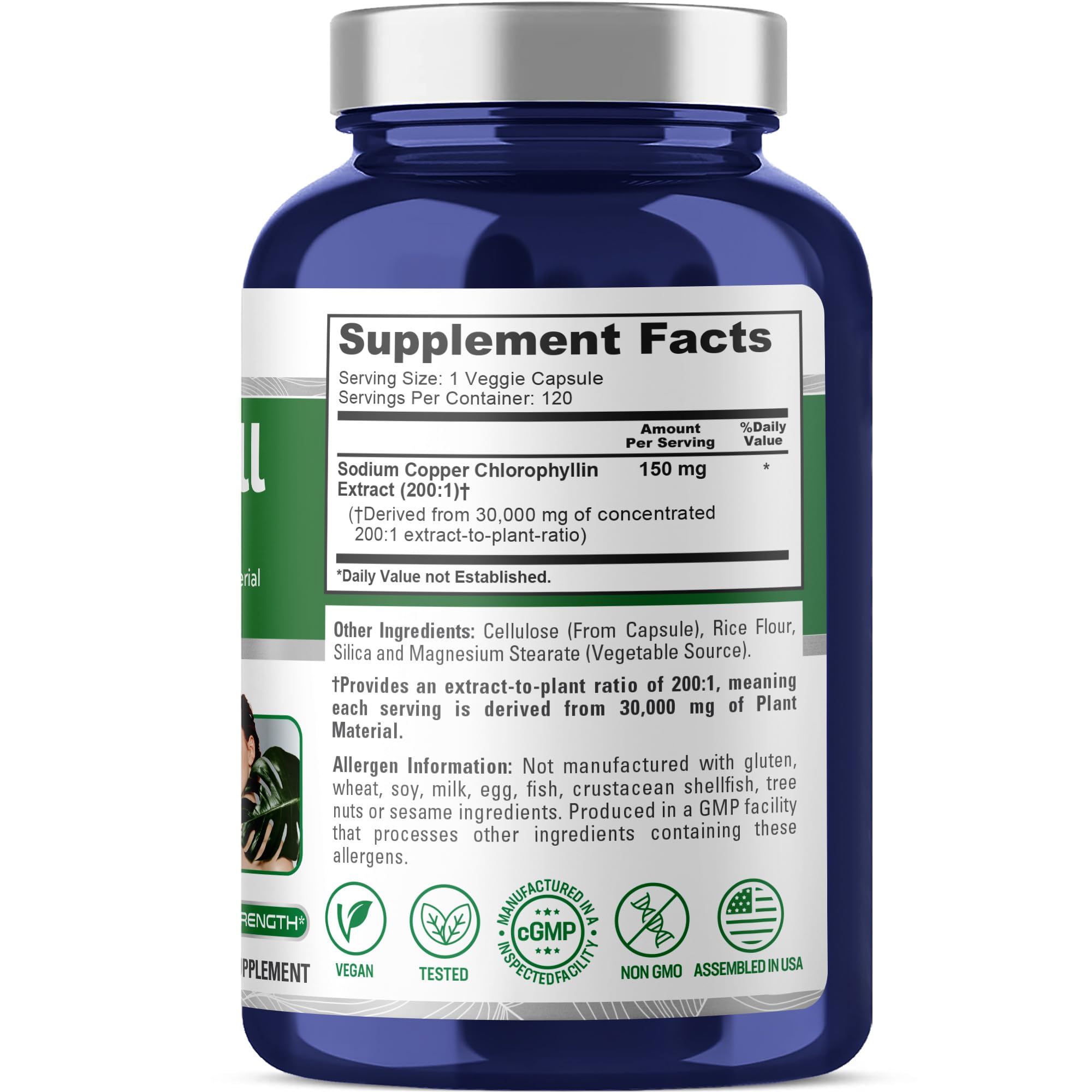 NusaPure Chlorophyll 200:1 Extract, 150 mg Equivalent to 30,000 mg per Capsule 120 Vegetarian Caps (Non-GMO, Vegan) NusaPure buy supplements canada