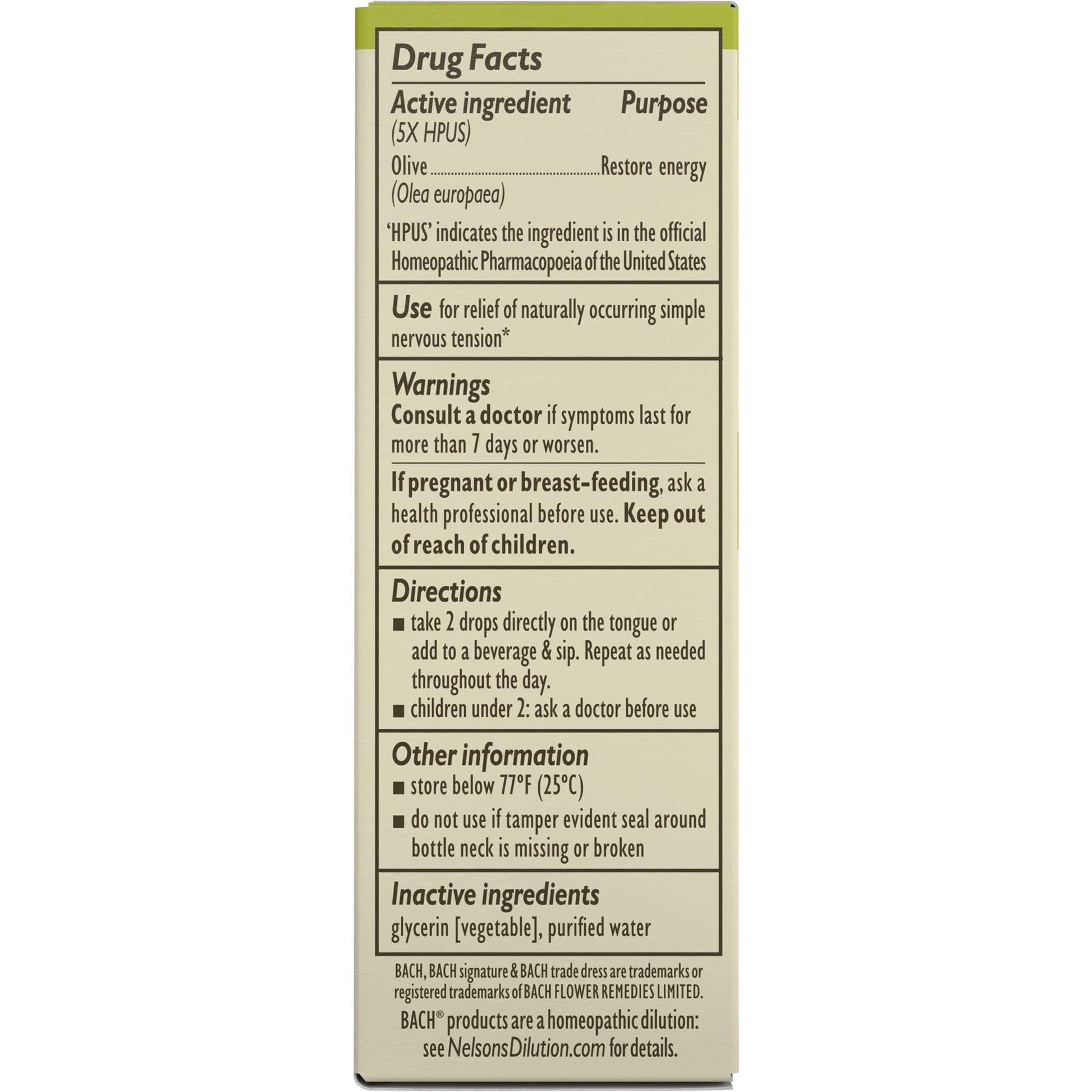 Bach Original Flower Remedies, Olive for Energy (Non-Alcohol Formula), Natural Homeopathic Flower Bach buy supplements canada