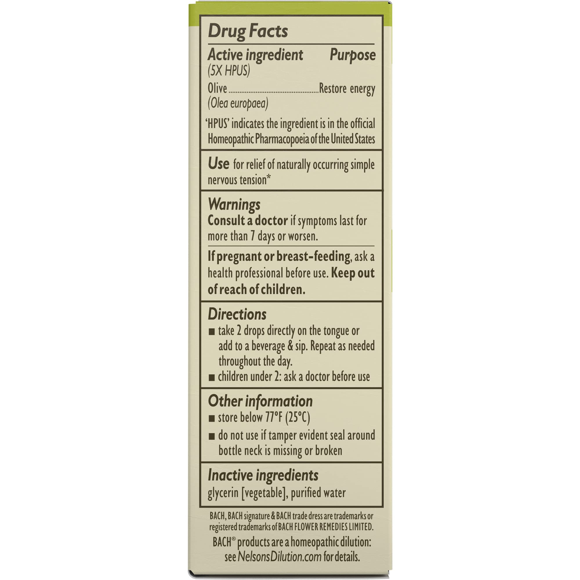 Bach Original Flower Remedies, Olive for Energy (Non-Alcohol Formula), Natural Homeopathic Flower Bach buy supplements canada