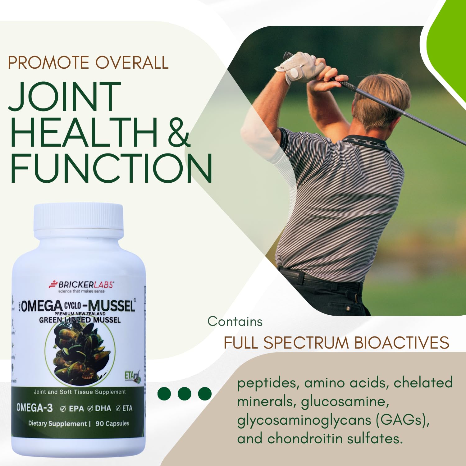 Bricker Labs Omega Cyclo - Mussel Joint Health Supplement, Premium New Zealand Green Lipped Mussel, Full Spectrum Omega Joint Supplements for Joint Health and Comfort, 90 Capsules Bricker Labs buy supplements canada