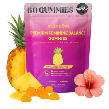 KEDISOM Premium Feminine Balance Gummies - for Women’s Health & Wellness - Immune Support - Vegan, Gluten-Free - Hawaiian Pineapple - 60 Gummies - 30 Servings KEDISOM buy supplements canada