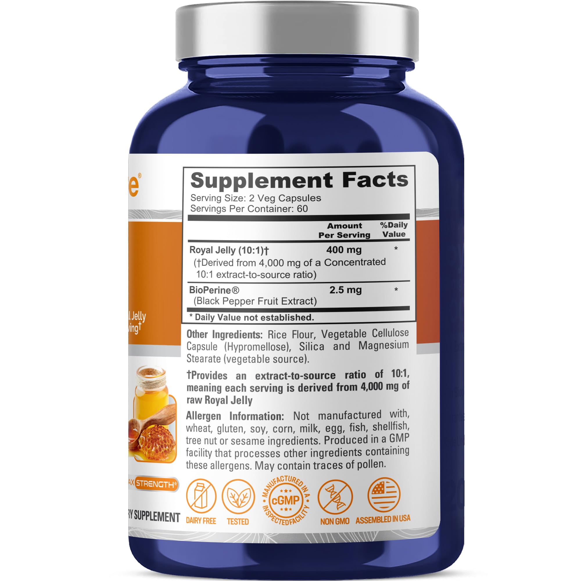 NusaPure Royal Jelly 10:1 Extract, 400 mg Equivalent to 4000mg - 120 Veggie Capsules (Non-GMO, Dairy Free, Dietary Supplement) NusaPure buy supplements canada