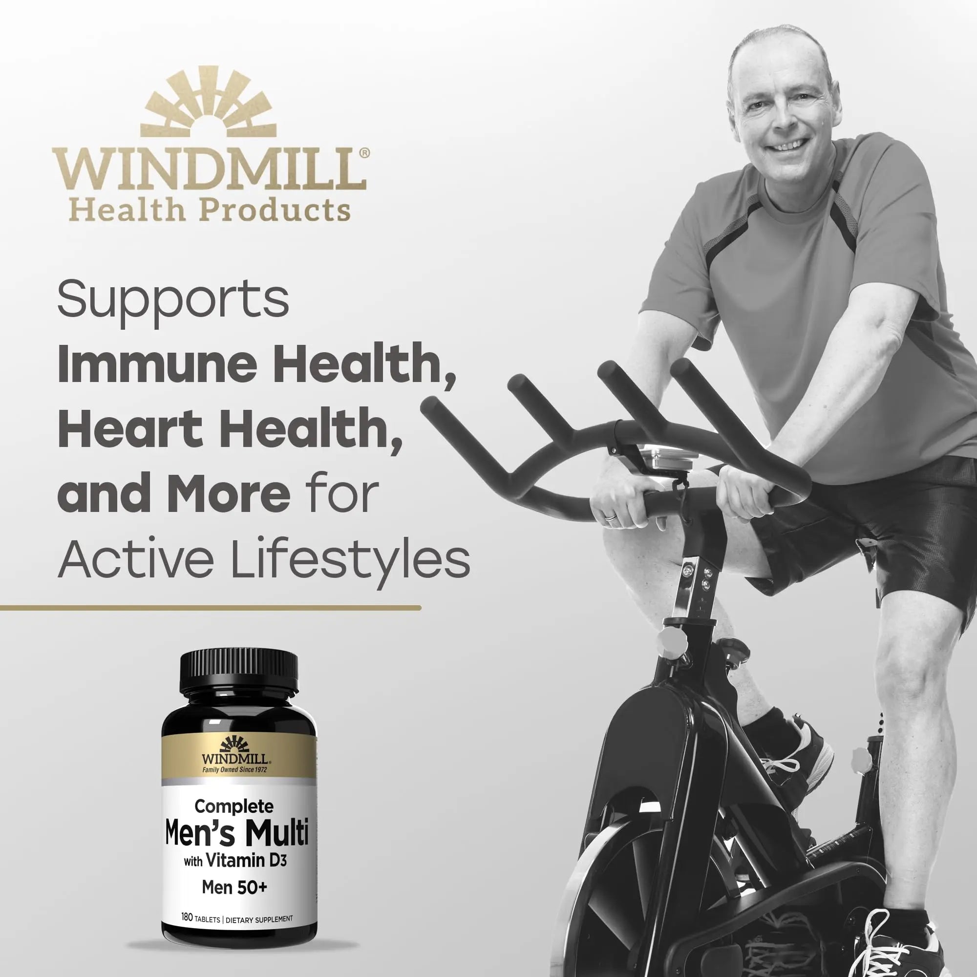 Windmill Natural Vitamins Men’s Multi 50+, with Vitamin D3, Mens Multivitamins for Daily Nutritional Support, Multivitamin for Men, 180 Tablet, 180 Day Supply Windmill buy supplements canada