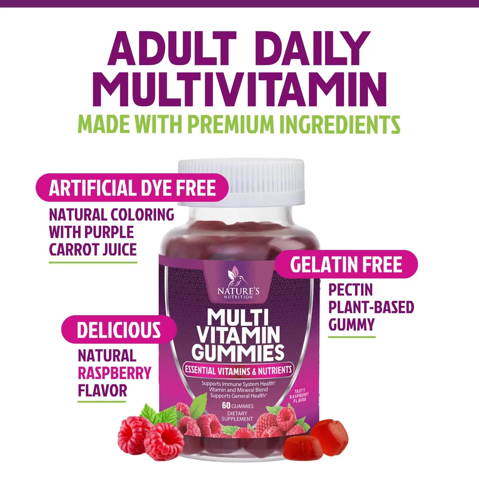 Multivitamin Gummies for Adult with Vitamins A, C, D, B12 - Gummy Multivitamins for Daily Nutritional Support Nature's Nutrition buy supplements canada