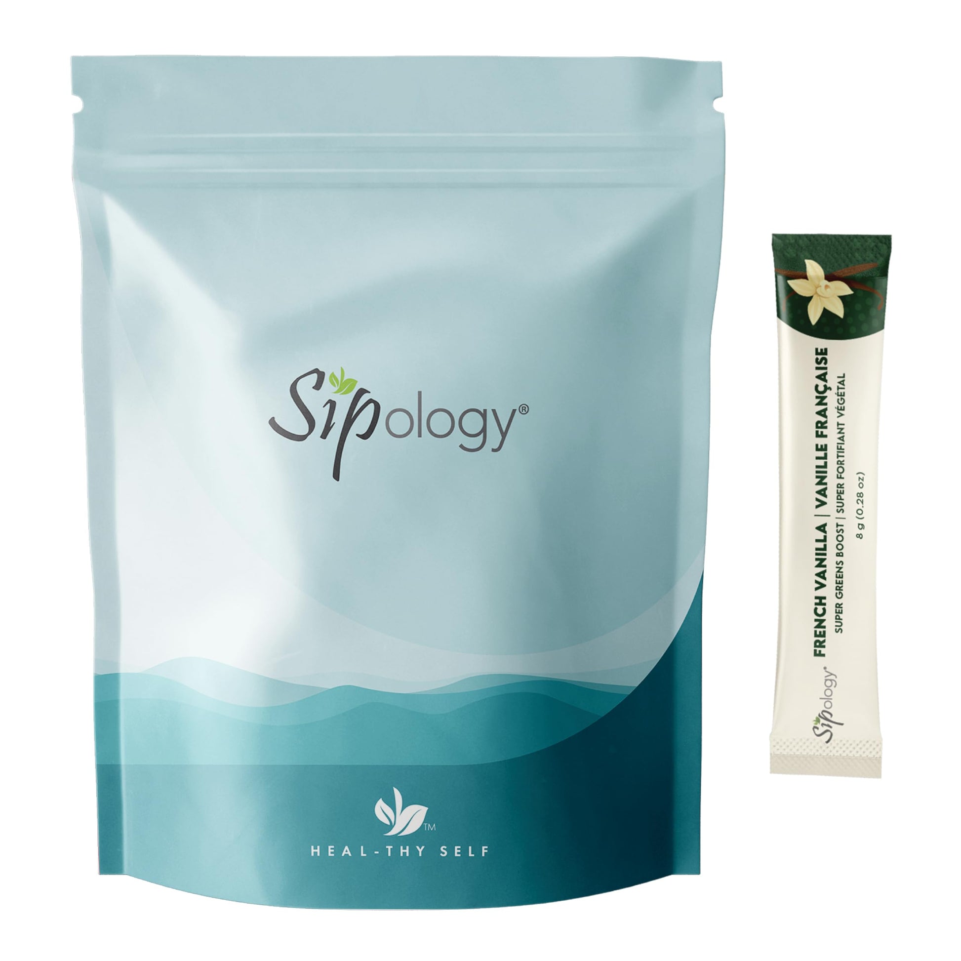 Sipology: Super Greens Boost - French Vanilla - 10 Stick Pack, Superfoods-Vitamins-Minerals-Nutrients, Mix Powder w/Water-Smoothies-Protein Shakes Sipology buy supplements canada