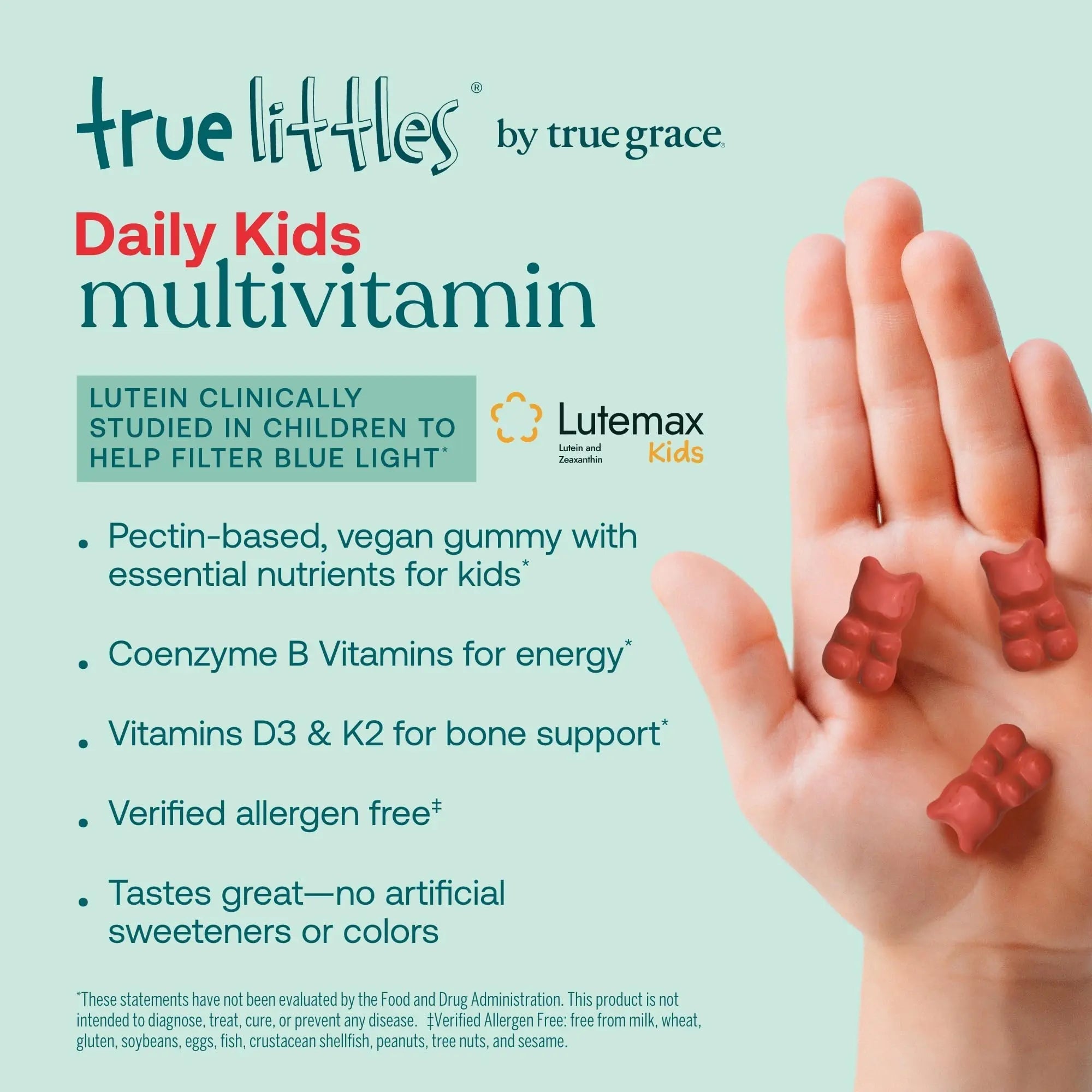 True Grace True Littles Daily Kids Multi - 120 Pectin Gummies - Immune, Cognitive, Bone & Eye Support - Clinically Studied Lutemax Kids Lutein True Grace buy supplements canada
