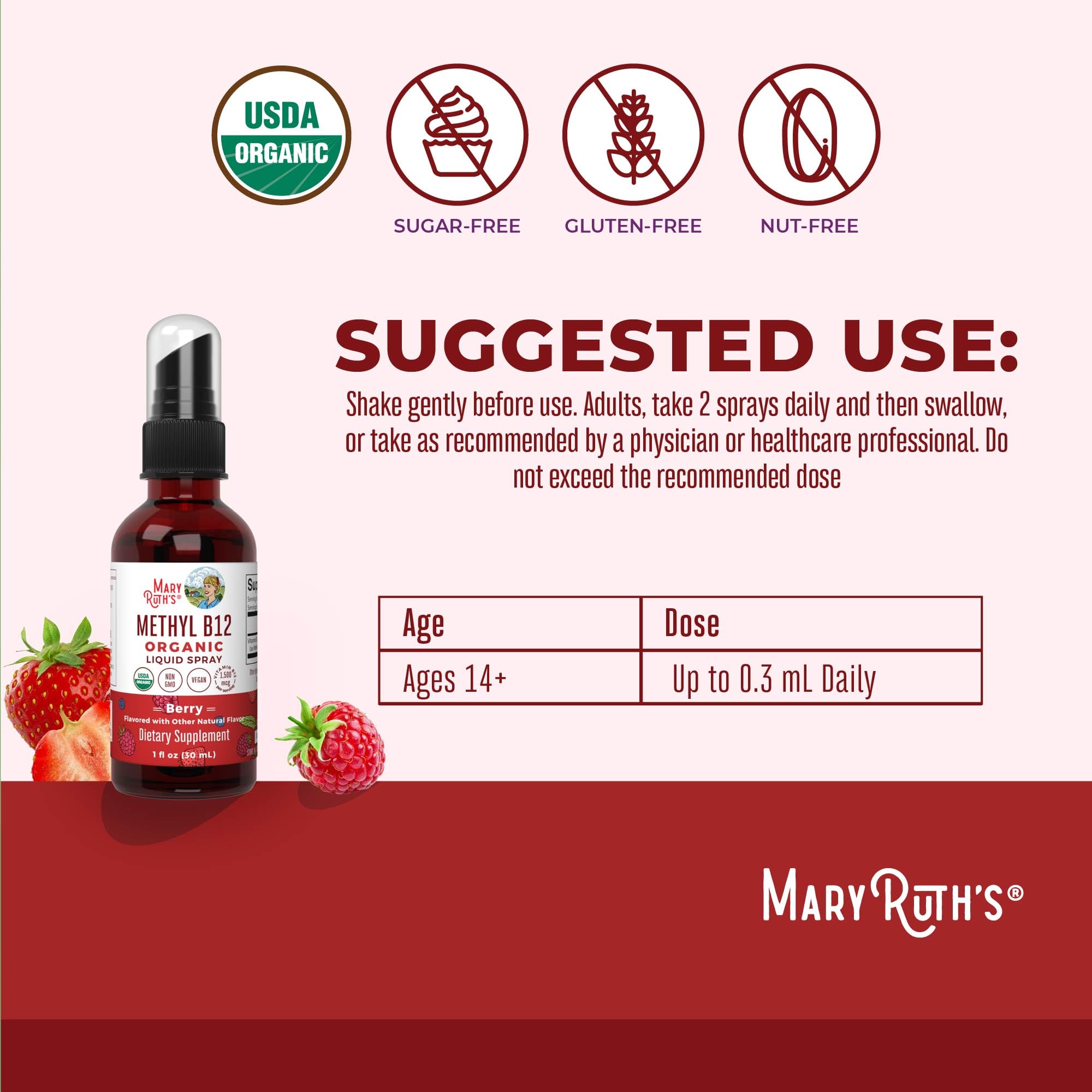 MaryRuth Organics Methyl B12 Spray | 1,500 mcg B12 Per Serving | Methylcobalamin | Energy Metabolism | Nervous System Support | Neuro Health | Vegan | Gluten Free | Sugar Free | 1 Fl Oz MARYRUTH'S buy supplements canada