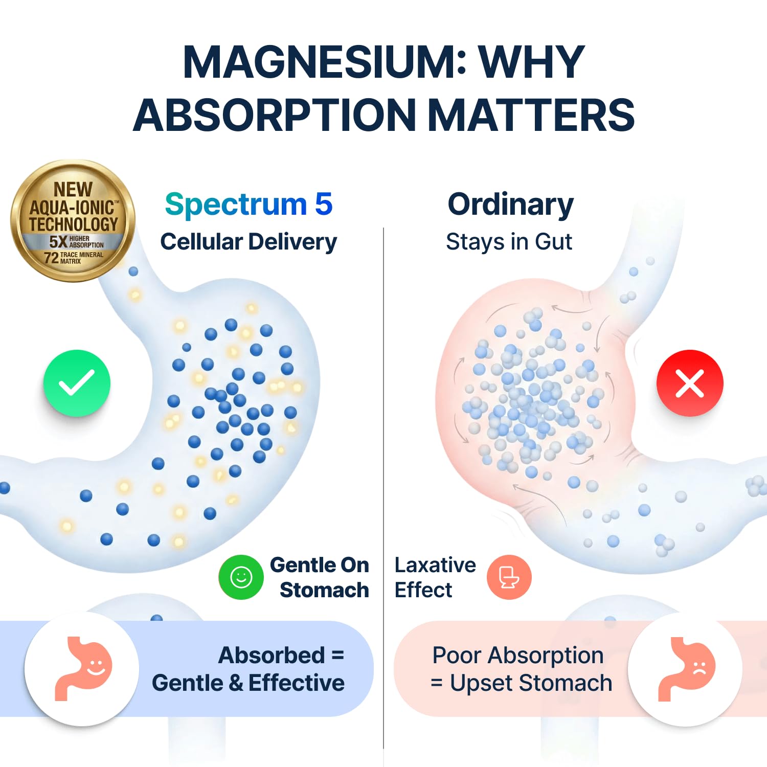 Spectrum 5 Magnesium Complex for Women & Men | Patented Aqua-Ionic® 5X Absorption Technology | 500mg Glycinate, Citrate, Malate + 72 Trace Minerals | Deep Sleep, Leg Cramp Relief & Calm | Non-Laxative SonoHealth buy supplements canada