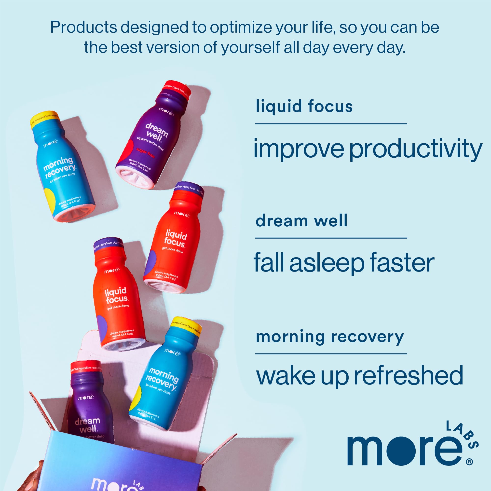 More Labs Liquid Focus, Nootropic Smart Drink with Powerful Antioxidants & Adaptogenic Herbs for Energy and Concentration, 150mg Caffeine (Pack of 12) More Labs buy supplements canada