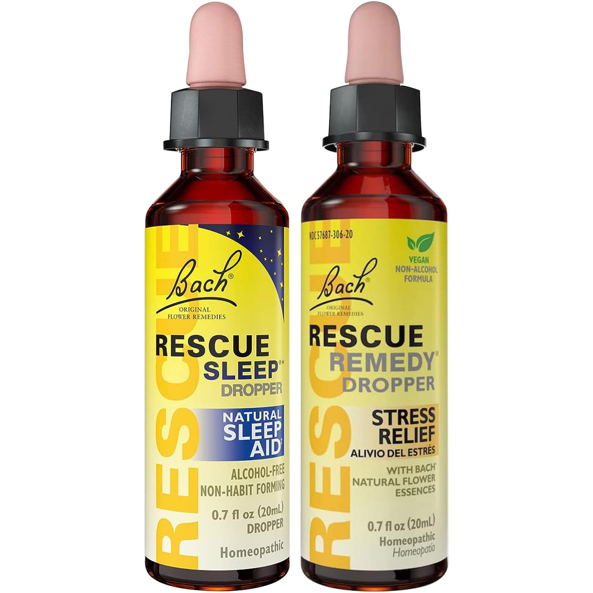RESCUE Stress Relief & Sleep Support Bundle, Non-Alcohol Formulas, Bach Remedy Dropper 20mL 2-Pack RESCUE buy supplements canada