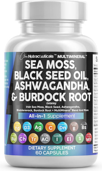 Clean Nutraceuticals Sea Moss Black Seed Oil Ashwagandha Turmeric Bladderwrack Burdock & Vitamin C Vitamin D3 with Elderberry Clean Nutraceuticals buy supplements canada