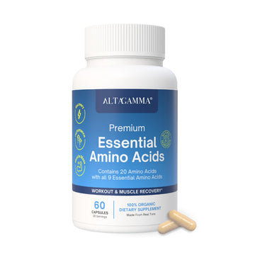 ALTAGAMMA Pure Amino Acids Complex - Protein for Pre/Post Workout, Energy & Muscle Recovery - 9 Essential Amino Acids Supplement (EAA) & BCAAs - Leucine, Lysine, L Tyrosine, L Arginine, 60 Capsules ALTAGAMMA buy supplements canada