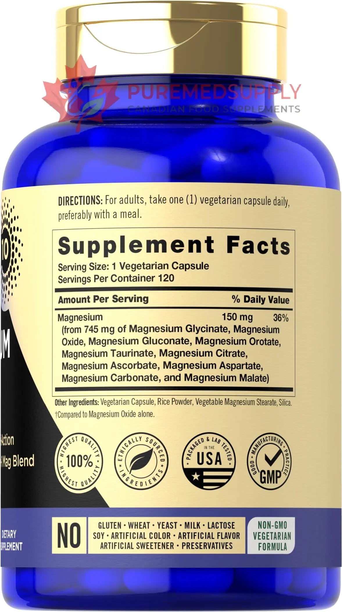 Magfusion-10 Magnesium Complex Supplement 745mg | 120 Capsules | 10 in 1 Blend | Vegetarian, Non-GMO, Gluten Free Magfusion-10 buy supplements canada