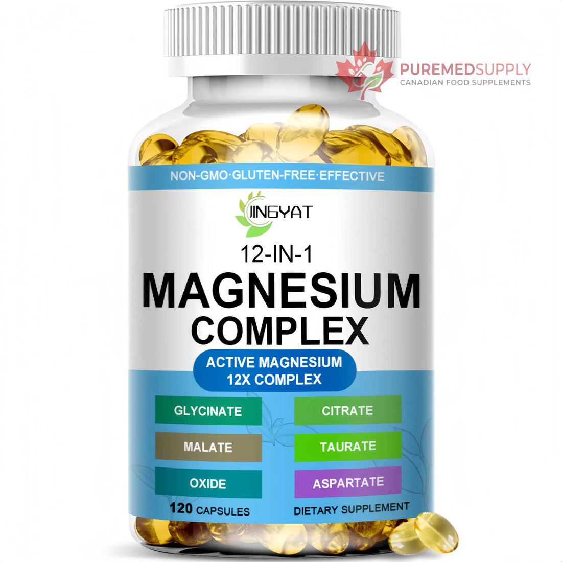 Magnesium Complex Softgels - 12-in-1 Magnesium Supplement with Glycinate,Citrate,Malate,Oxide,Taurate - High Absorption Magnesium Complex for Women & Men for Muscle, Heart, Sleep, Bone, Nerve Support JINGYAT buy supplements canada