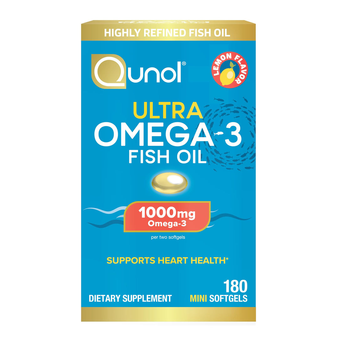 Qunol Fish Oil Omega 3 Mini Softgels, 1000mg Omega 3 EPA + DHA, Ultra Pure Supplements, Heart Health Support, Lemon Flavor Qunol buy supplements canada
