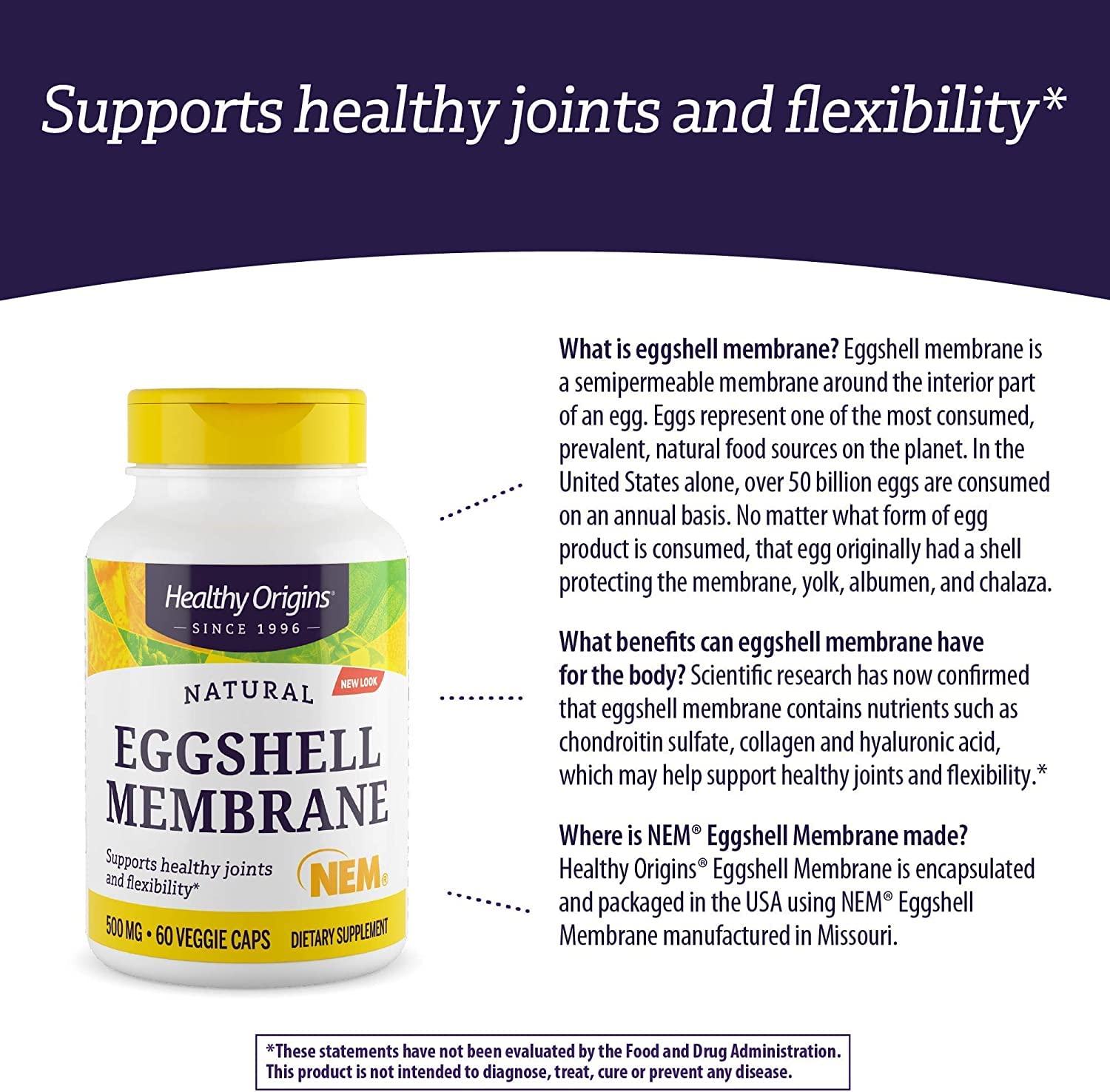 Healthy Origins Eggshell Membrane (NEM), 500 mg - Natural Collagen and Joint Support Healthy Origins buy supplements canada