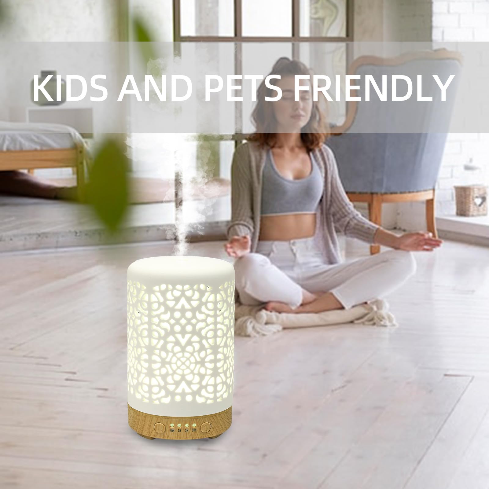 Essential Oil Diffusers, 100ml White Ceramic Diffuser with 7 LED Lights,Ultrasonic Aromatherapy homnas buy supplements canada