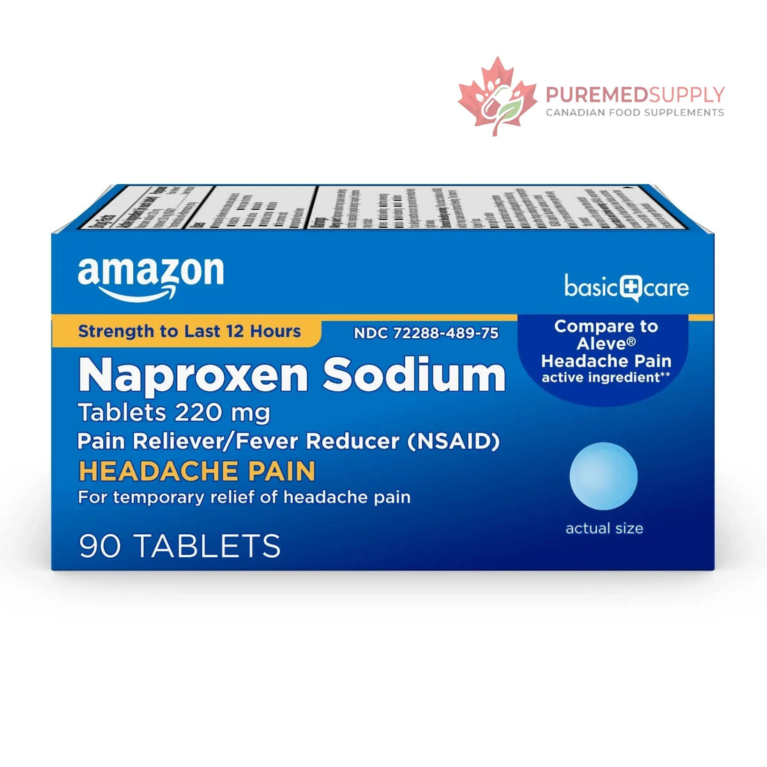 Amazon Basic Care Naproxen Sodium Tablets 220 mg, Pain Reliever, Fever Reducer, Headache Relief, Backache, Menstrual Cramps, Arthritis, Muscular Aches, NSAID, 90 Count Amazon Basic Care buy supplements canada