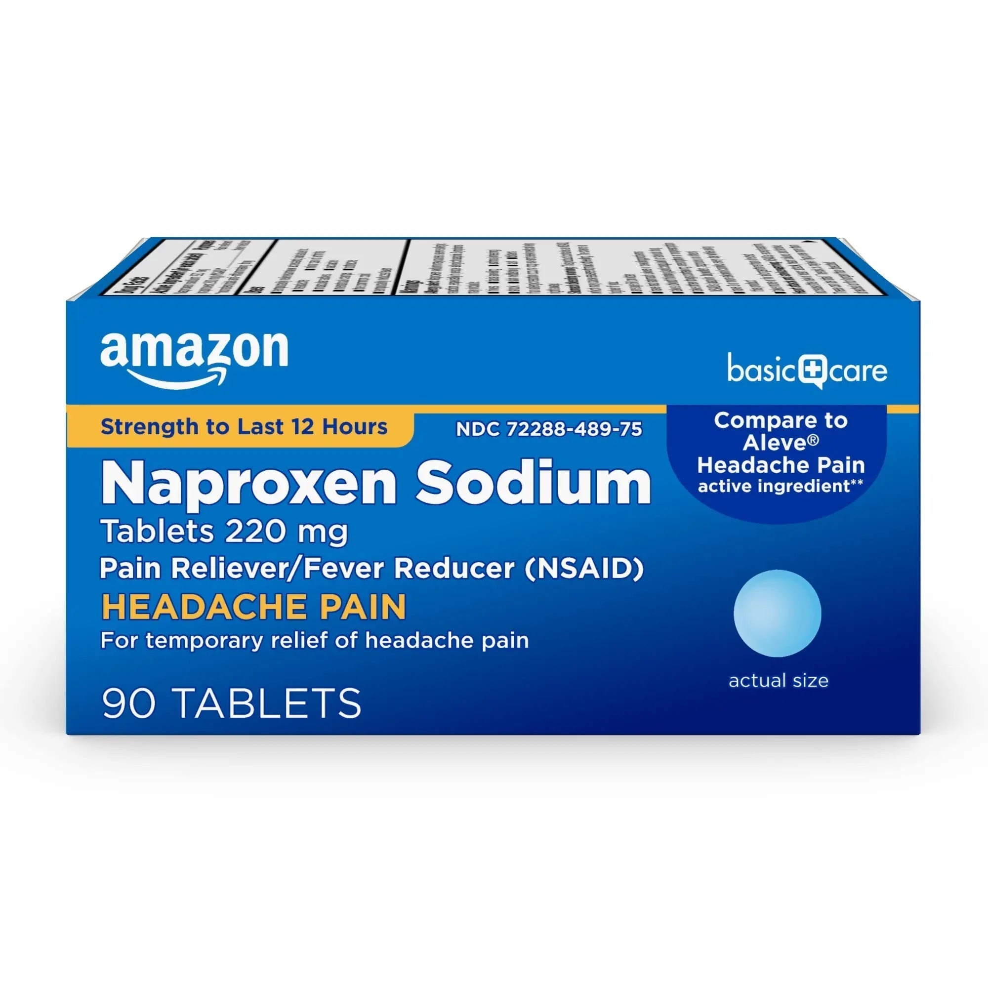 Amazon Basic Care Naproxen Sodium Tablets 220 mg, Pain Reliever, Fever Reducer, Headache Relief, Backache, Menstrual Cramps, Arthritis, Muscular Aches, NSAID, 90 Count Amazon Basic Care buy supplements canada