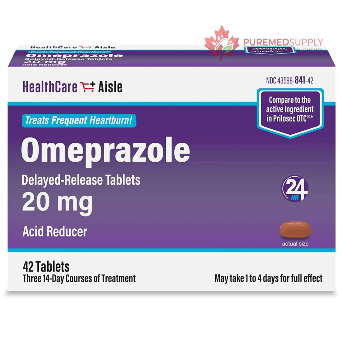 HealthCareAisle Omeprazole 20 mg - 42 Delayed-Release Tablets - Acid Reducer, Treats Frequent Heartburn HealthCareAisle buy supplements canada
