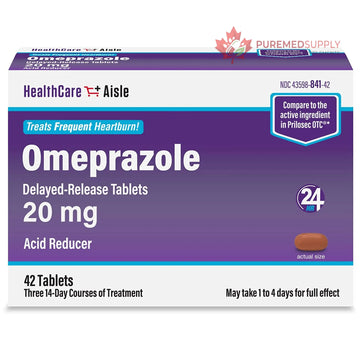 HealthCareAisle Omeprazole 20 mg - 42 Delayed-Release Tablets - Acid Reducer, Treats Frequent Heartburn HealthCareAisle buy supplements canada