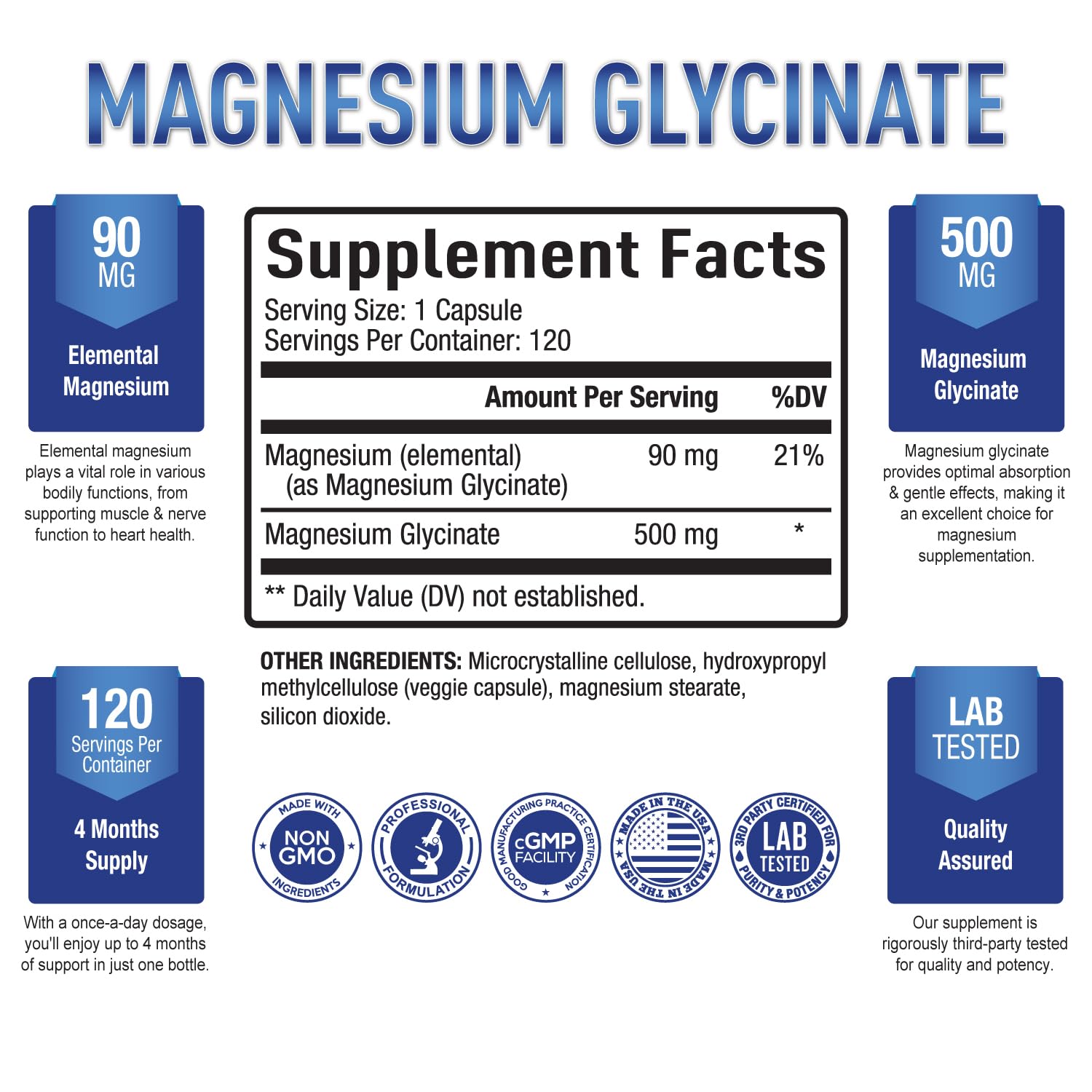 Purely Optimal Magnesium Glycinate 500mg – Sleep Support & Stress Relief – Gentle, High Absorption Magnesium Supplement for Muscle Relaxation, Calm & Nerve Support – 120 Capsules Purely Optimal buy supplements canada