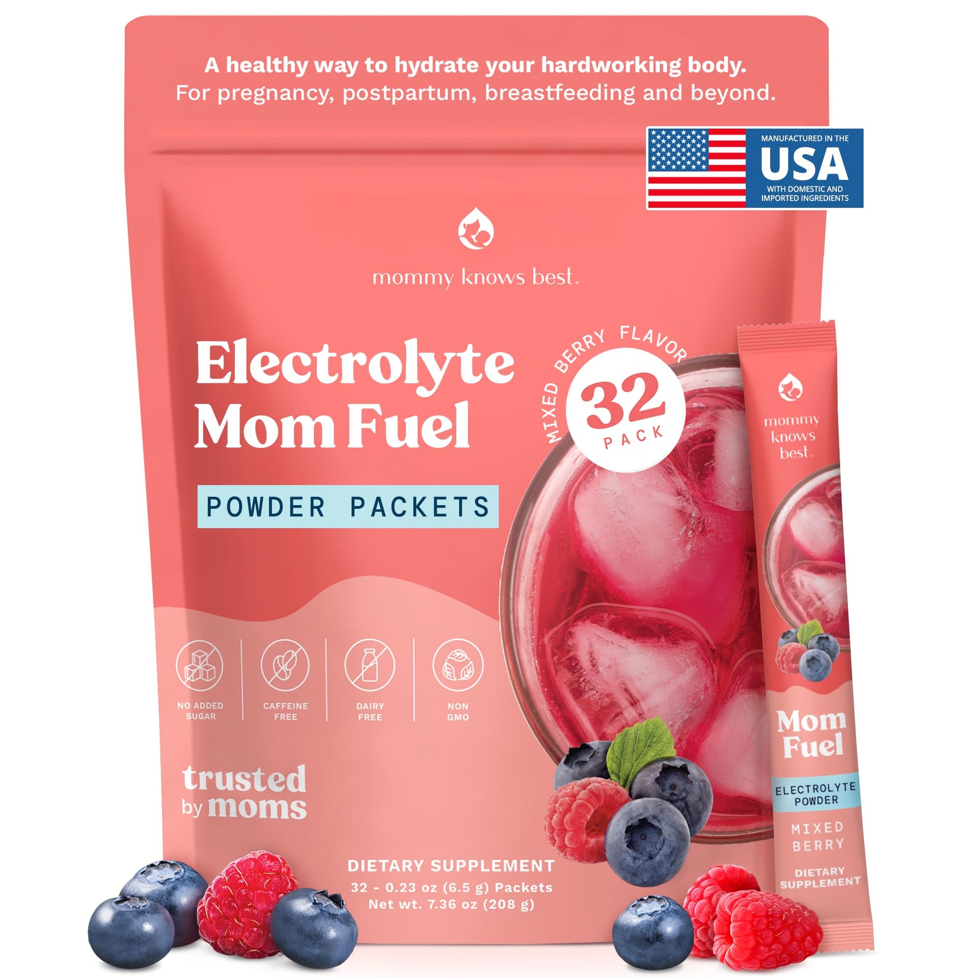Mommy Knows Best Mom Fuel Electrolyte Drink Mix for Moms, Hydration Support - for Pregnancy, Prenatal, Electrolytes + Trace Minerals, Lactation Drink Mix Supplement (32 Count) Mommy Knows Best buy supplements canada