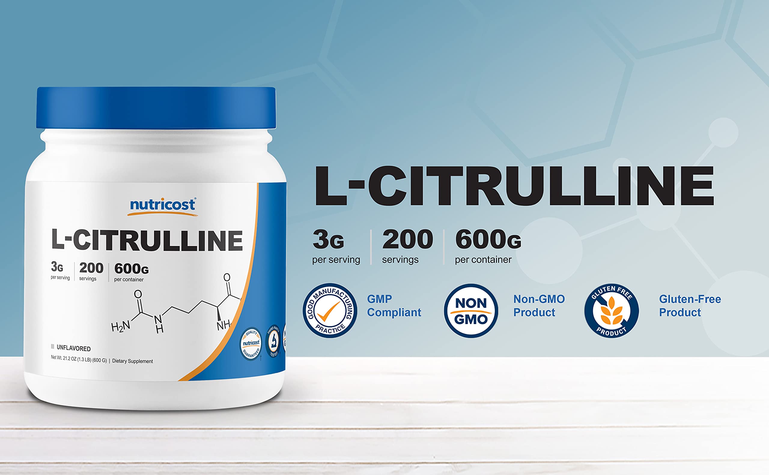 Nutricost Pure L-Citrulline (Base) Powder (600 Grams) Nutricost buy supplements canada