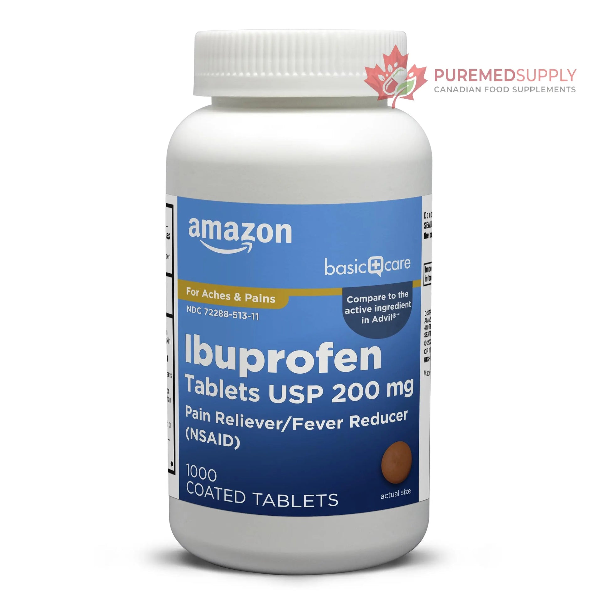 Amazon Basic Care Ibuprofen Tablets, Fever Reducer and Pain Relief from Body Aches, Headache, Arthritis Pain and More, 1000 Count Amazon Basic Care buy supplements canada