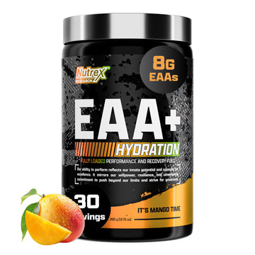 Nutrex Research EAA Hydration | EAAs + BCAA Powder | Muscle Recovery, Strength, Muscle Building, Endurance | 8G Essential Amino Acids + Electrolytes | 30 Servings It's Mango Time Nutrex Research buy supplements canada