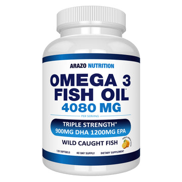 Arazo Nutrition Wild Caught Omega-3 Fish Oil Concentrate – 4,080mg per Serving – High EPA 1200mg & DHA 900mg dailyvitalstore buy supplements canada