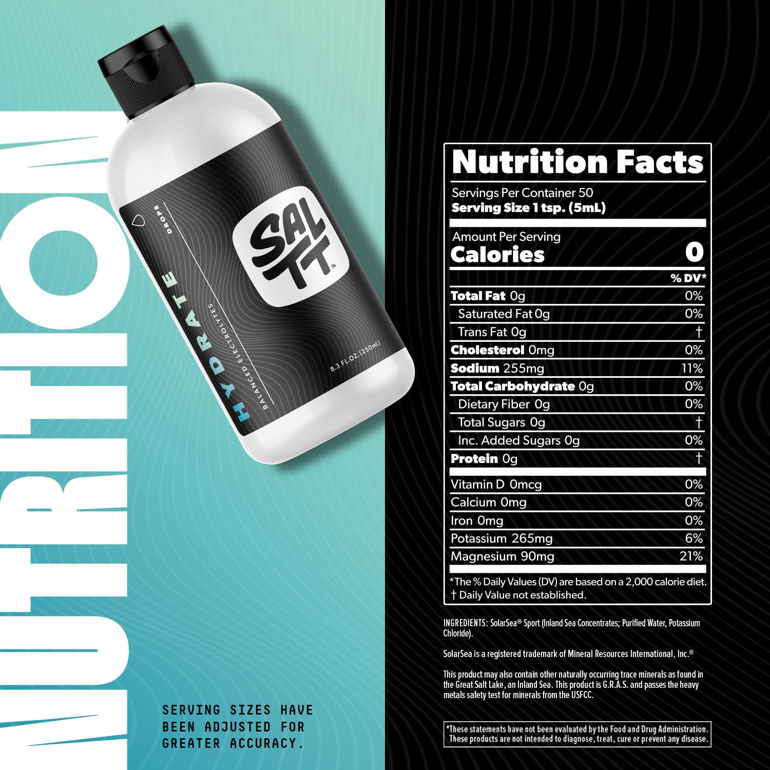 SALTT - Hydrate (8.3 oz) - Electrolytes Drops - Energy Boost - Sodium, Potassium, Magnesium, Zinc, Copper - Unflavored - Ultra Low Carb - Zero Sugar, Vegan, Gluten Free, Non GMO - By Keto Chow Keto Chow buy supplements canada