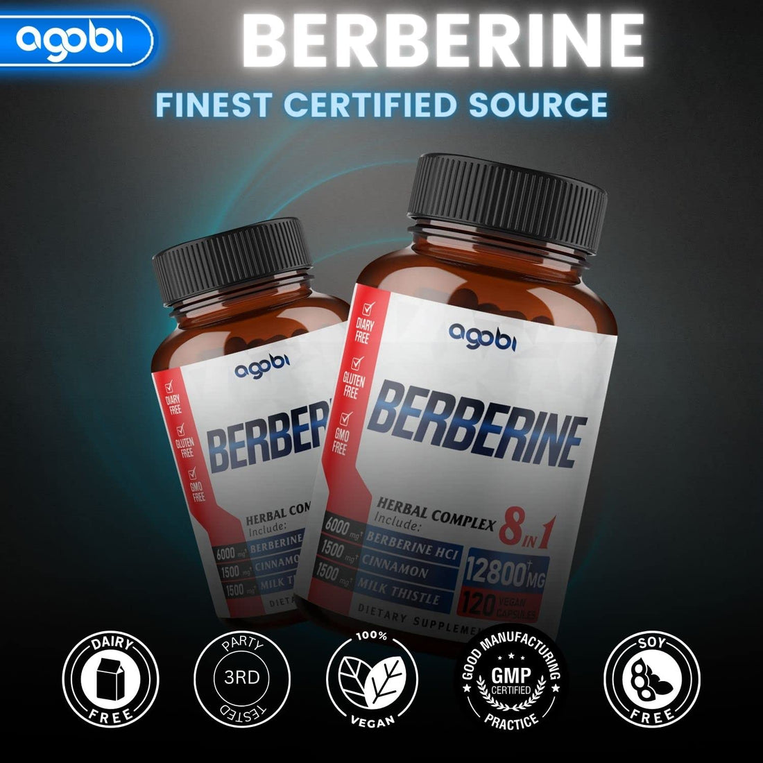 120 Capsules - Berberine Supplement 12800mg with Ceylon, Milk Thistle, Turmeric agobi buy supplements canada