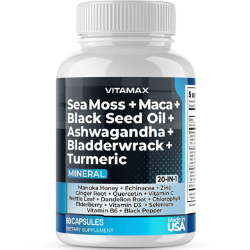 Sea Moss, Maca, Black Seed Oil, Ashwagandha, Bladderwrack, Turmeric Vitamax buy supplements canada