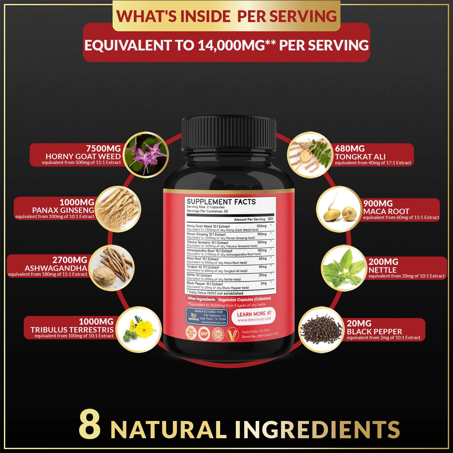 BMVINVOL Horny Goat Weed Capsules, Boost Energy,14000mg Herbal BMVINVOL buy supplements canada