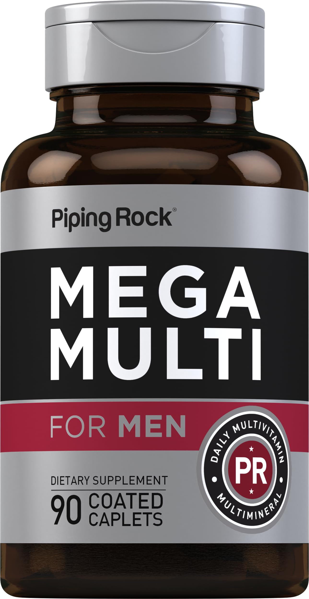Piping Rock Men's Multivitamin | 90 Caplets | Mega Vitamin and Mineral Complex | Daily Support Supplement | with Vitamin C, D, Magnesium, Zinc | Non-GMO, Gluten Free Piping Rock buy supplements canada