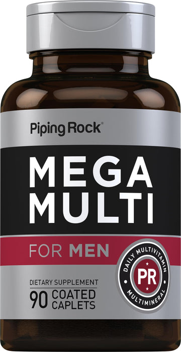 Piping Rock Men's Multivitamin | 90 Caplets | Mega Vitamin and Mineral Complex | Daily Support Supplement | with Vitamin C, D, Magnesium, Zinc | Non-GMO, Gluten Free Piping Rock buy supplements canada