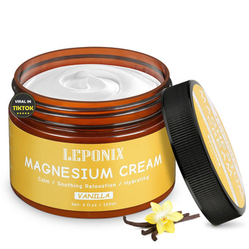 Magnesium Cream for Sleep & Muscle Recovery - Soothing Topical Magnesium Lotion for Leg Cramps, Joint Comfort, Pain Relief - Relaxing Magnesium Body Butter for Men Women Kids (120ml, Vanilla) LEPONIX buy supplements canada