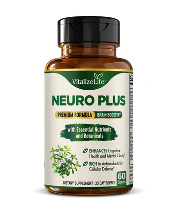 Neuro Plus Brain Supplement - Nootropic for Memory, Focus & Clarity - Neuro Brain and Focus Supplement with Bacopa Monnieri & DHA - Cognitive Support Formula - 60 Capsules Vitalize Life buy supplements canada