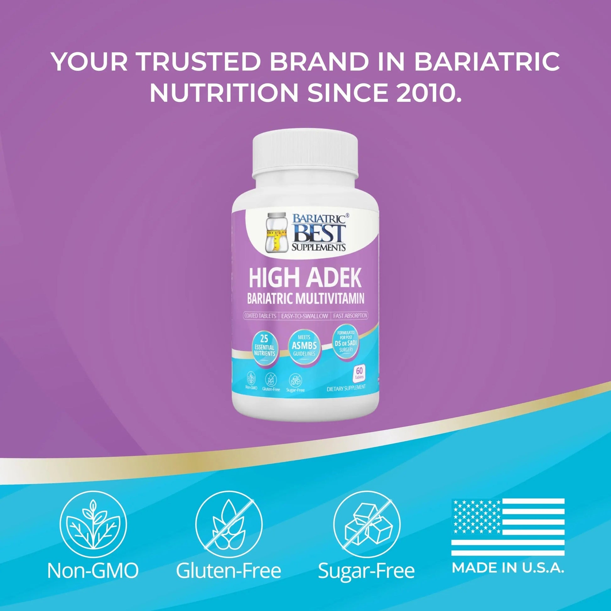 High A D E K Bariatric Multivitamin for Post DS/SADI Surgery, 25 Essential Nutrients for Post-Weight Loss Surgery, 60 Tablets Bariatric Best Supplements buy supplements canada