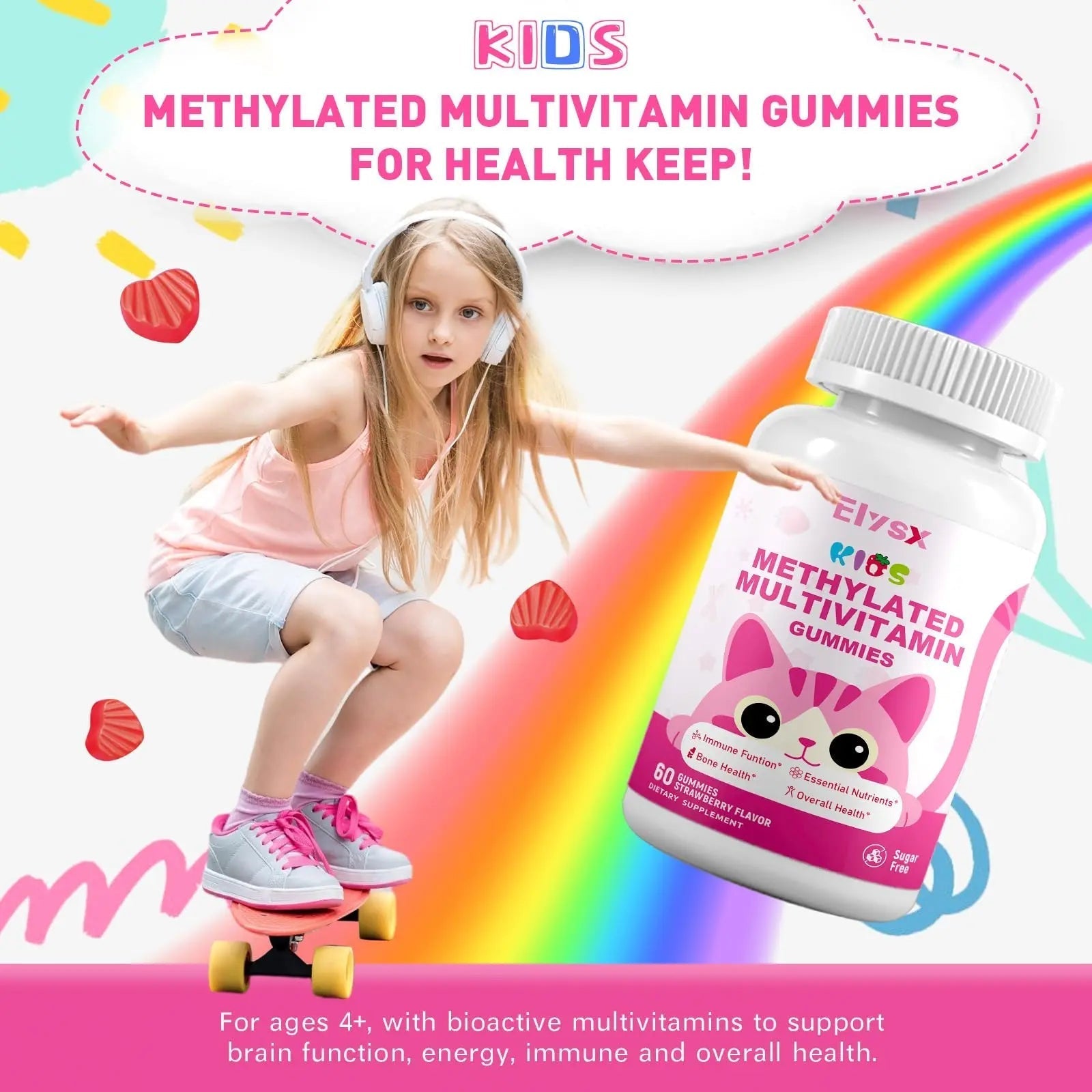 Elysx Kids Methylated Multivitamin Chewable Gummies, MTHFR Supplement with L Methylfolate, Magnesium, Biotin, Choline Elysx buy supplements canada